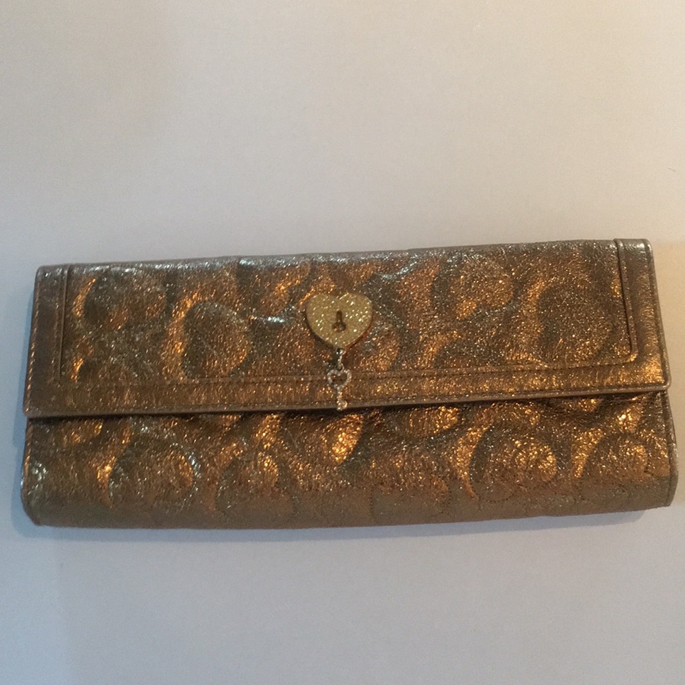 Lovcat Gold Leather Quilted Clutch Evening Bag